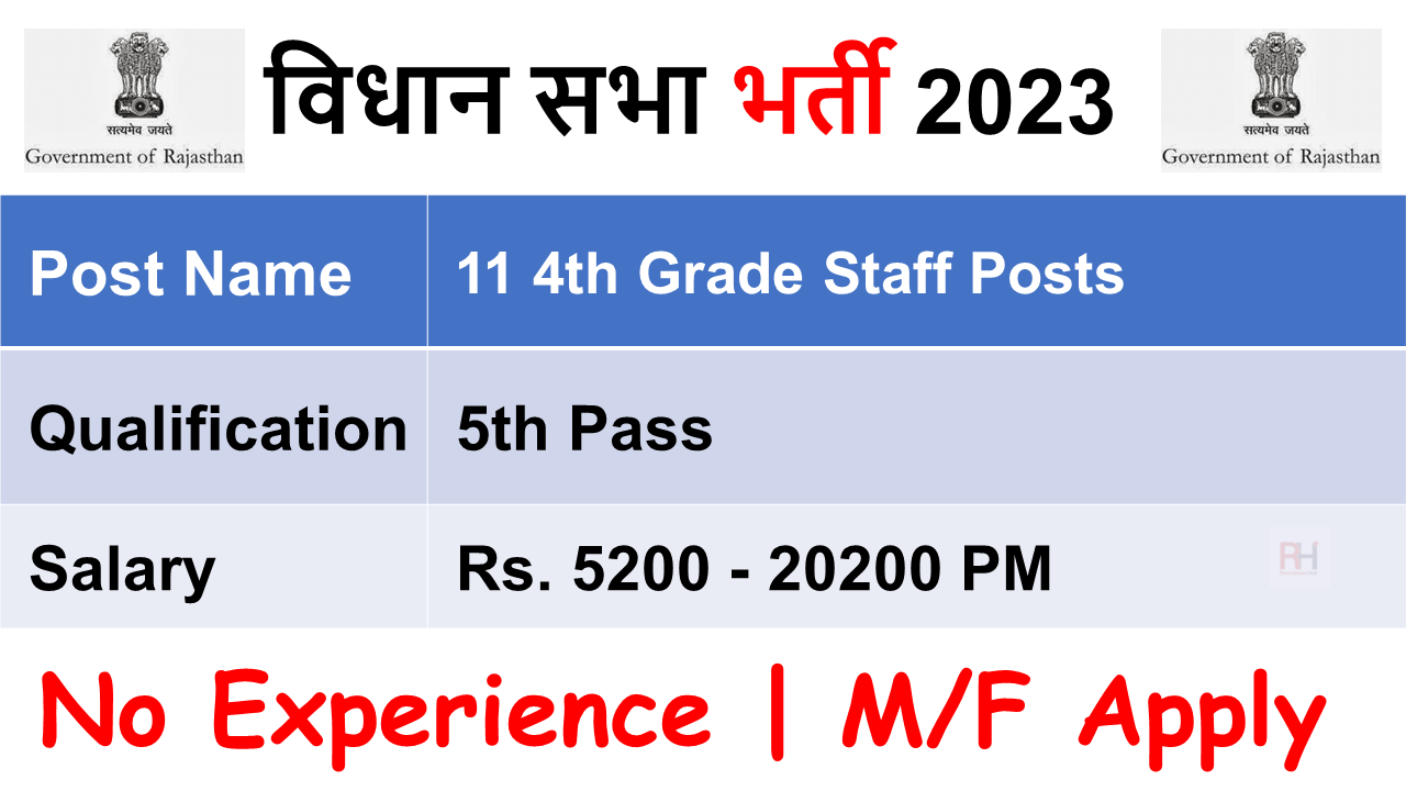 Rajasthan Vidhan Sabha 4th Grade Staff Recruitment 2023